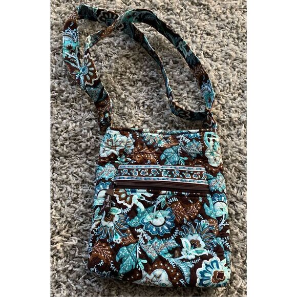 Vera Bradley Java Blue Floral Crossbody Hipster Purse - Picture 1 of 7